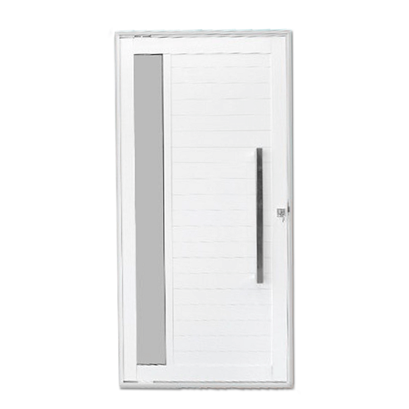 Porta de Alumínio Pivotante 114x215cm com Vidro Fumê Branca Direita