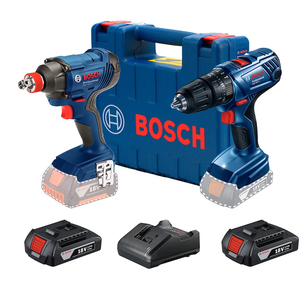 Combo Bosch Chave de Impacto GDX180 + Parafusadeira GSB180 18v Bivolt com 2 Baterias