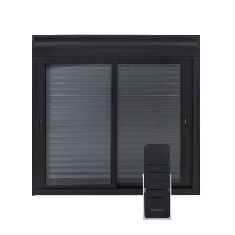 Janela de Alumínio 120x120cm Persiana 2 Folhas Preta com Controle 220v