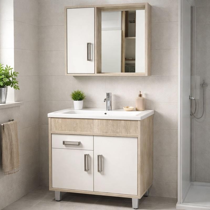 Conjunto Veneza T. Marmorite-2vl Calcare 72/Blanche 83 60cm