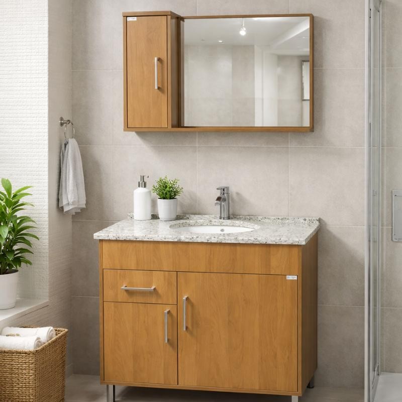 Conjunto Marmore Serrano/Serrano Tampo Dallas 80x38cm