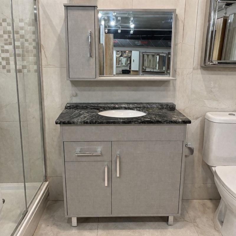 Conjunto Cinza Calcário/Cinza Calcário 80x38cm